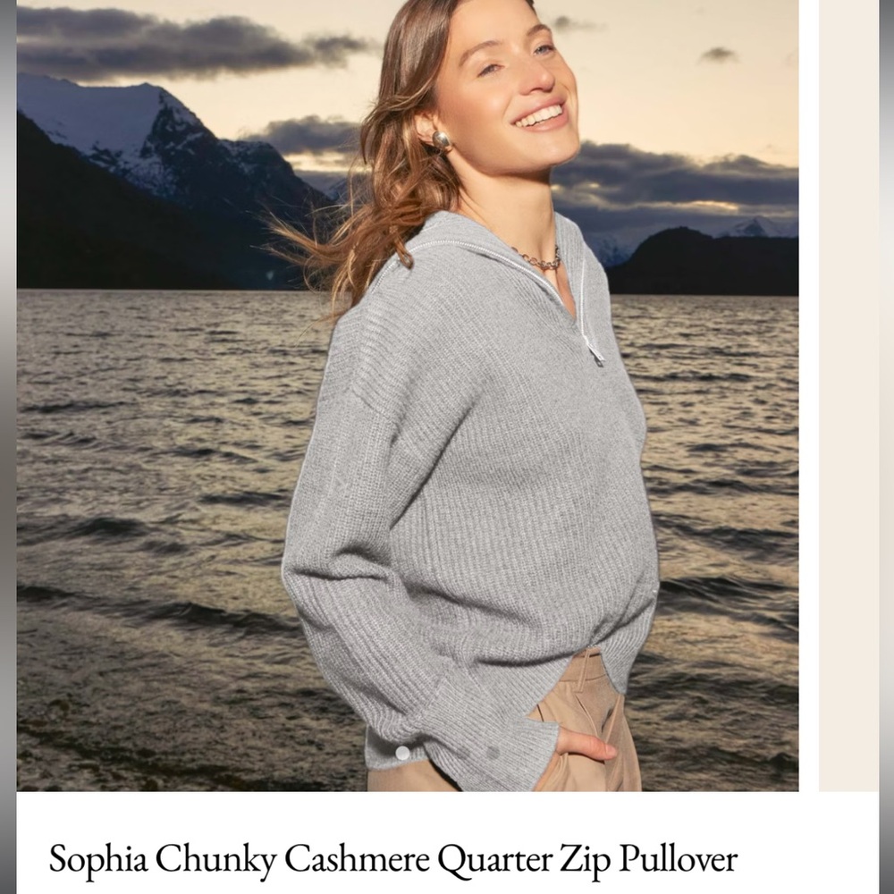 Italic Sophia Chunky Cashmere Quarter Zip Pullover CASHMERE large